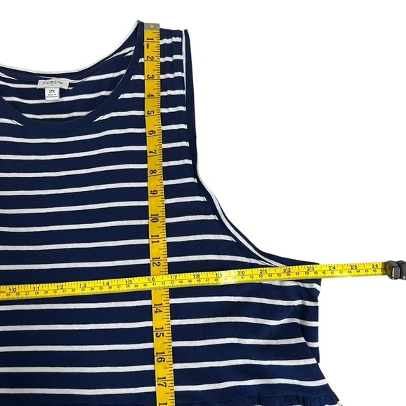 J Crew Factory Sleeveless Stripped Knit Tiered Mini Dress 100% Cotton Size 2X - Picture 7 of 12